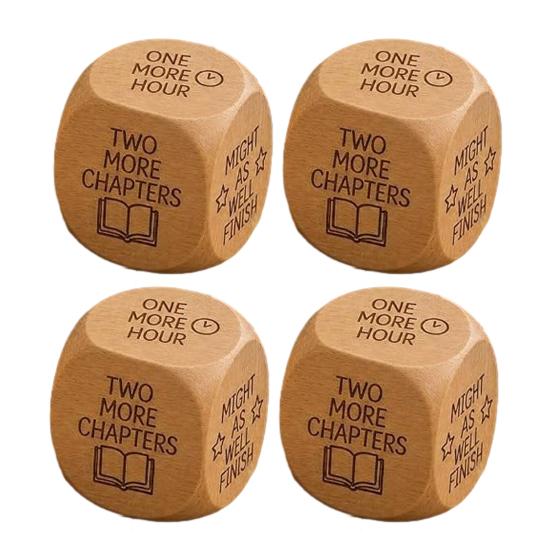 Solid Wood Book Dice Wooden Reading Decision Dice, 6-Sided Engraved Quotes Prompt, Natural Interactive Charm, Fun Companion Lover Habit Gif Tool