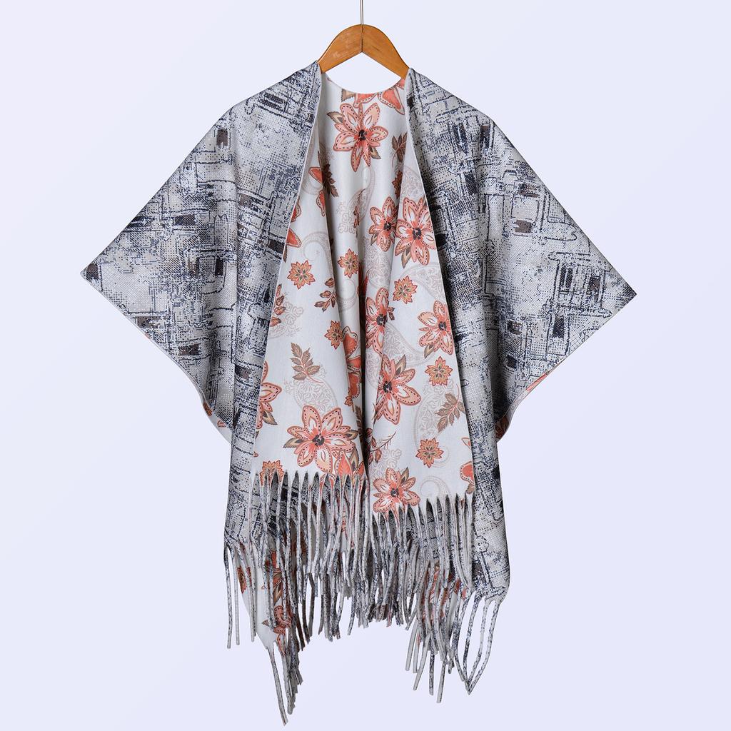 New National Style Ink Double-sided Thickened Shawl with Women's Autumn and Winter Retro High-end Photo Shawl Large Cape
