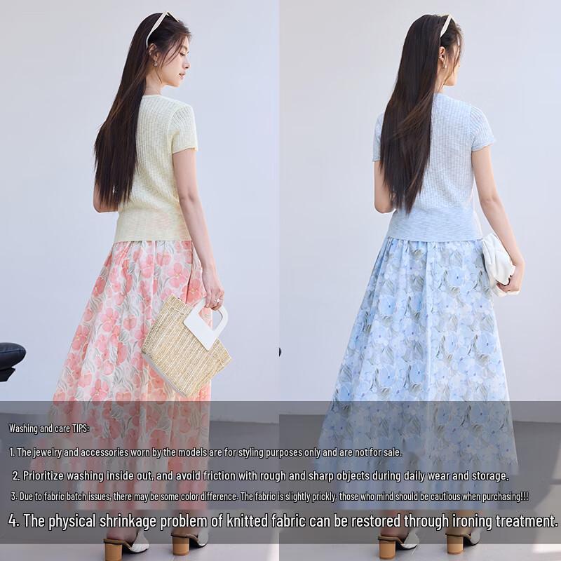 VICTORIA&VERA Women's Dopamine U-Neck Short Sleeve Knit Top