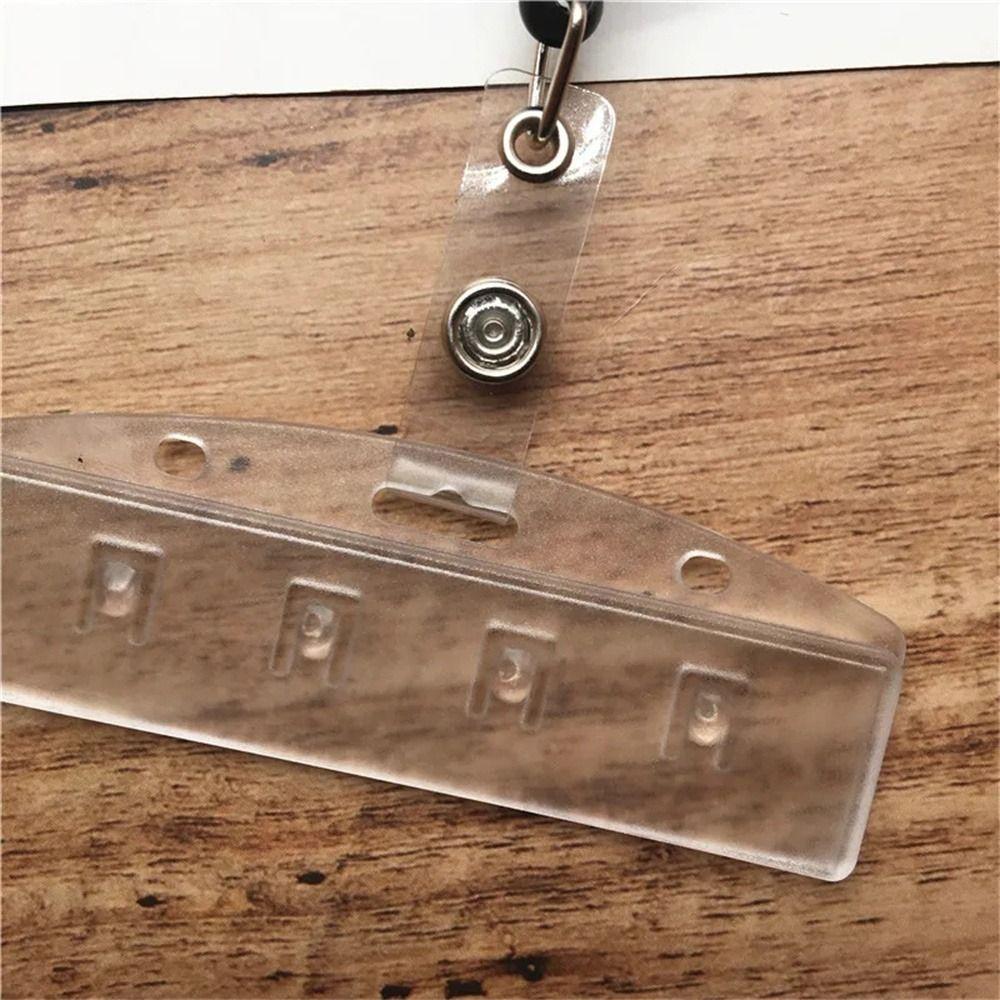 Transparent Retractable Badge Reel Easy Pull Buckle Name Card Cover  Key Chain Holders