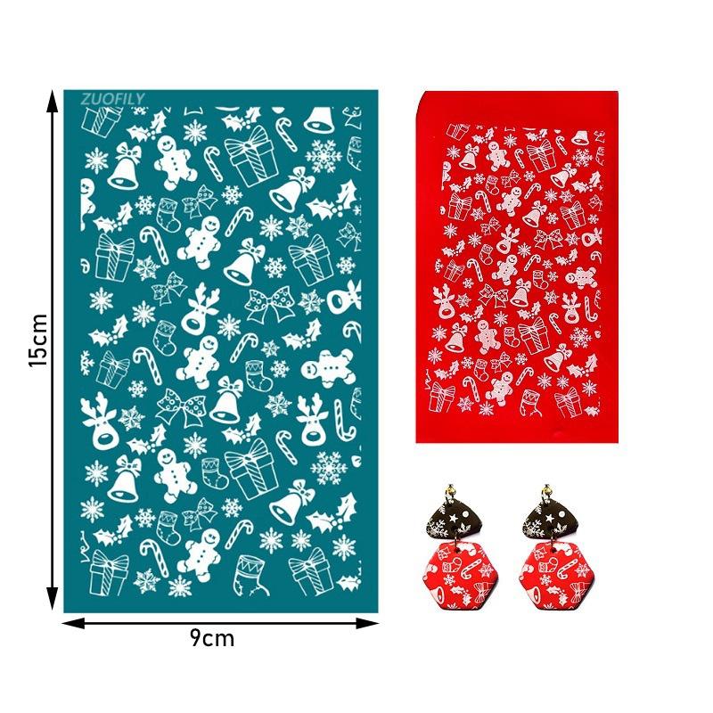 Washable Silk Screen Stencils Soft Pottery Polymer Clay Geometric Animals Plants Craft Embossing Tool DIY Earring Jewelry Mold