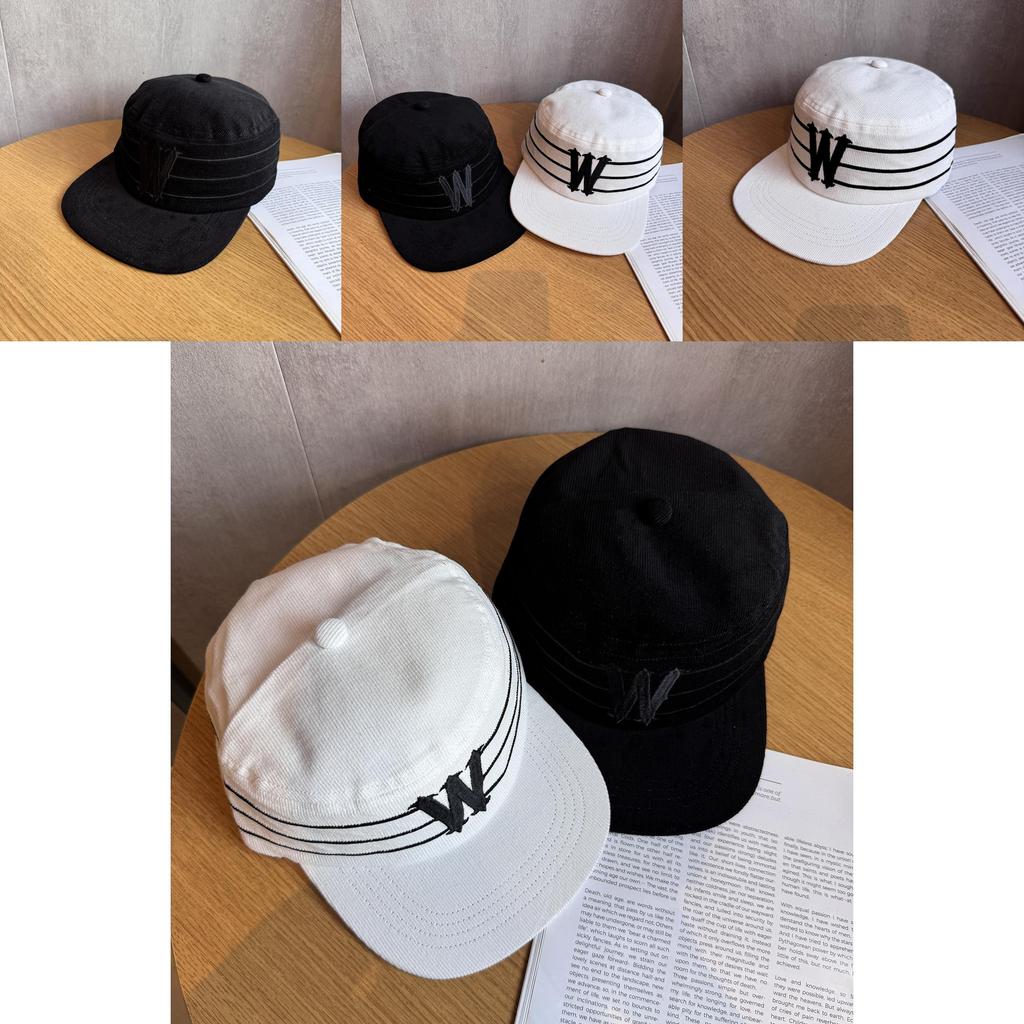 Letter W Cotton Blend Baseball Hat With Wide Brim And Letter Embroidery For Teens