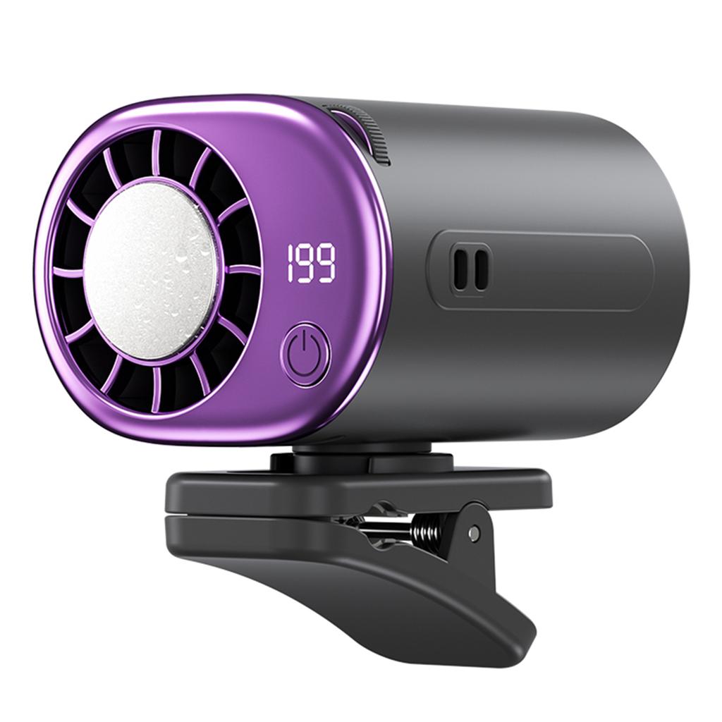 USB Car Clamp Cooler Rotatable Fan with LED Display Small Clamp Fan 199 Speeds Adjustable for Infant Kids Dogs Summer Road Trips