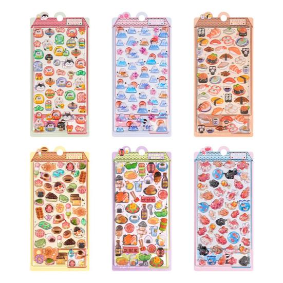 

Japanese Theme Puffy Stickers 3D Sushi Dessert Mountain Stickers Kawaii Goldfish Colorful Mini Decals for Scrapbooking DIY Projects Laptop Decorations Random Style