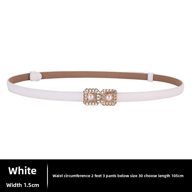 Classic Leather Waist Belt For Women With Adjustable Alloy Buckle Minimalist Fashion