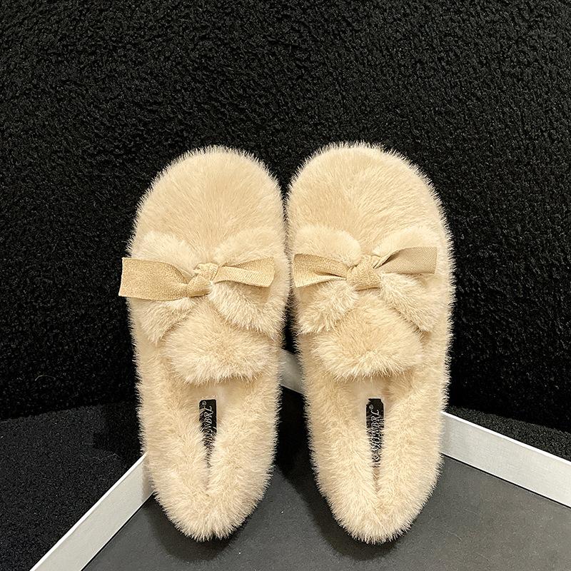 Mao Mao shoes women's winter wear 2025 new velvet thickened one-pedal bean shoes fairy wind warm cotton ladyshoes