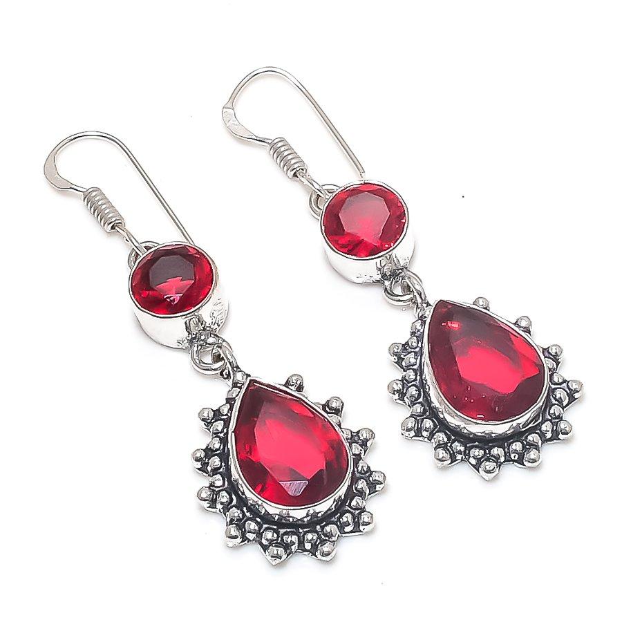 

Гранат Драгоценный Камень Серьга из Стерлингового Серебра 925 пробы 2,05