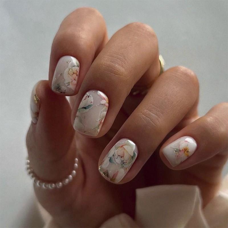 Wearing Nail Flowers Art Fake Pieces Short European Style Wearable