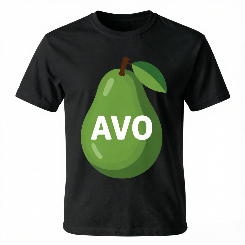 Avo Letter On Whole Avocado Graphic Tshirt Unisex Unisex Minimalist Foodie Cotton Tee Casual Short Sleeve Tops M