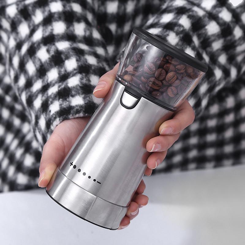 Portable Kitchen Accessories Electric Coffee Bean Grinder USB Rechargeable Stainless Steel Manual Coffee Mill Machine