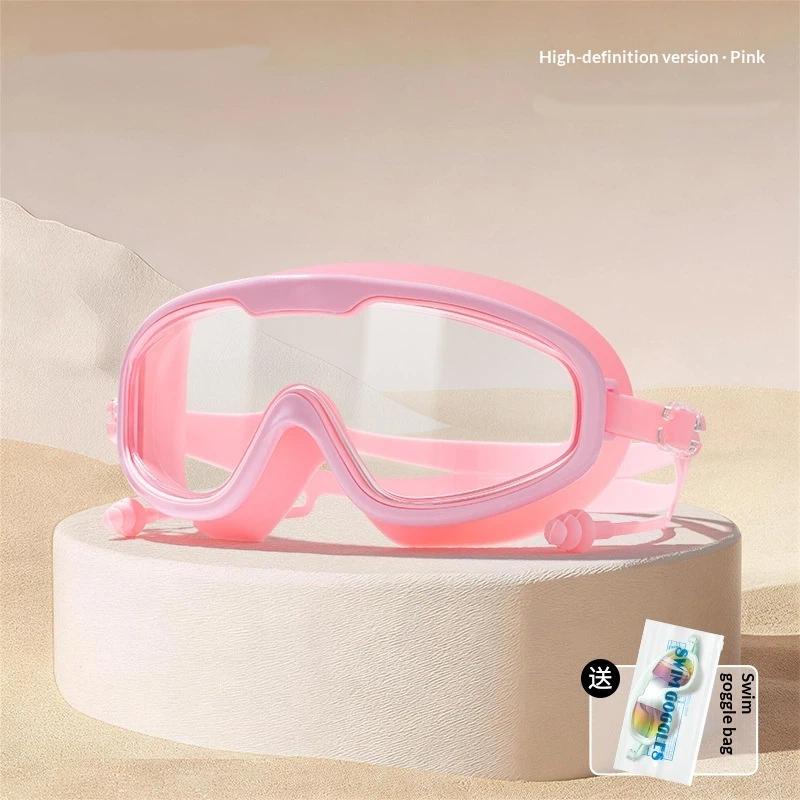 Large Frame Adult Swimming Goggles Anti Fog Uv Protection Waterproof Swim Glasses With Ear Plugs For Pool Beach