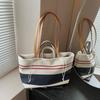 Canvas Bag With Contrast Stripes For Casual Daily Use Women Summer Fashion