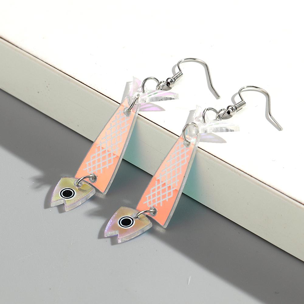 New Iridescent Jellyfish Flower Acrylic Earrings for Women Laser Ocean Fish Drop Earring Statement Jewelry Valentine's Day Gift