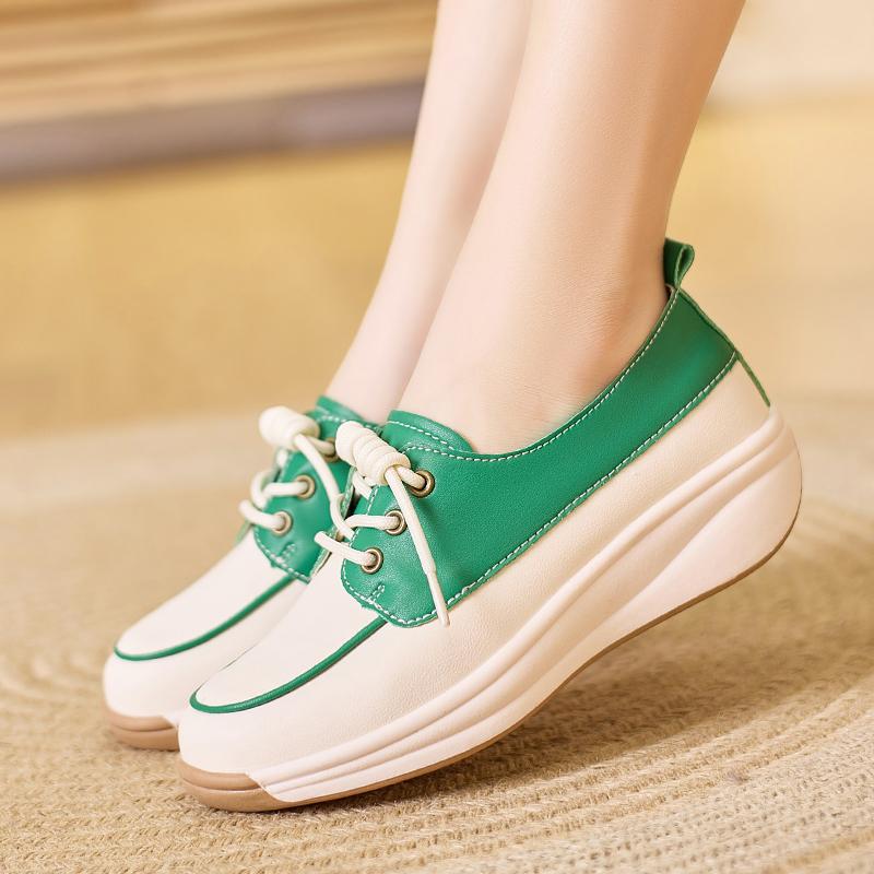 Lady Platform Loafers Casual Elegant Students Black Leather Sneakers for Girl Plus Size