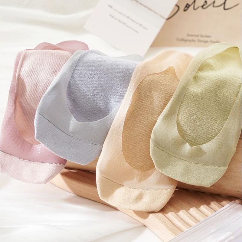 Women's Mesh Invisible Socks Cotton Sweat Wicking Breathable Boat Socks Anti-slip Socks Spliced Socks