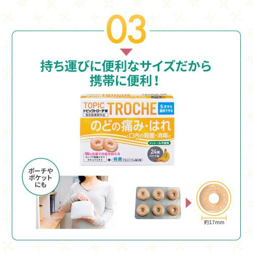 For Sore Throats: Nissin Pharmaceutical Industry Topic Troche W, Banana Flavor, 24 Lozenges X 4 Packs, Menthol-Free, For Children, Herbal Medicine, [S