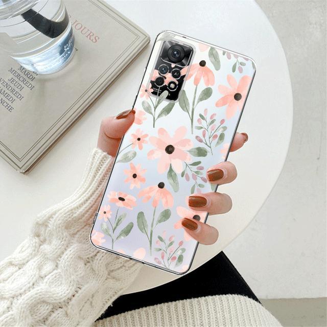 

Прозрачный чехол с розовым цветком и цветочным принтом для Xiaomi Redmi Note 12 7 8 9 8t 11t 8 10 Pro 9s 10s 11 11s для Mi 9a 9 9c 9t 10 10c K40 Redmi K40