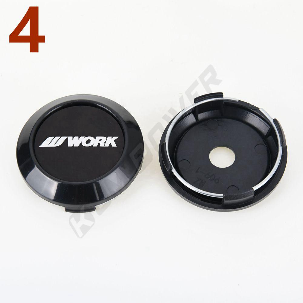 4PCS OD 64MM / ID 60MM Sport Rim Center Wheel Cap WORK EMOTION MEISTER VS Emblem Sticker Wheel Cover Hub Cap Silver & Black