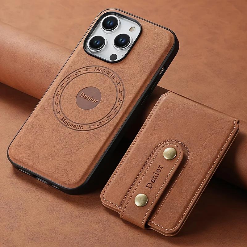 

2-in-1 Detachable Wallet PU Leather Cover for iPhone 15 14 13 12 Pro Max Plus For Magsafe Magnetic Card Slot Holder Phone Case For iPhone 12 коричневый