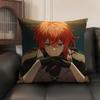 Diluc Cute Genshin Impact Cushion Cover Natural Linen Organic Fabric DoubleSided Printing Sofa Home Decor Gift Pillow Case