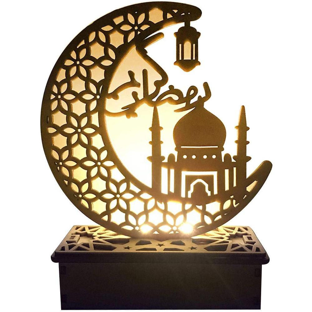 DIY Ramadan Eid Wooden LED Lights for Ramadan Outdoor Home Mubarak Decorations