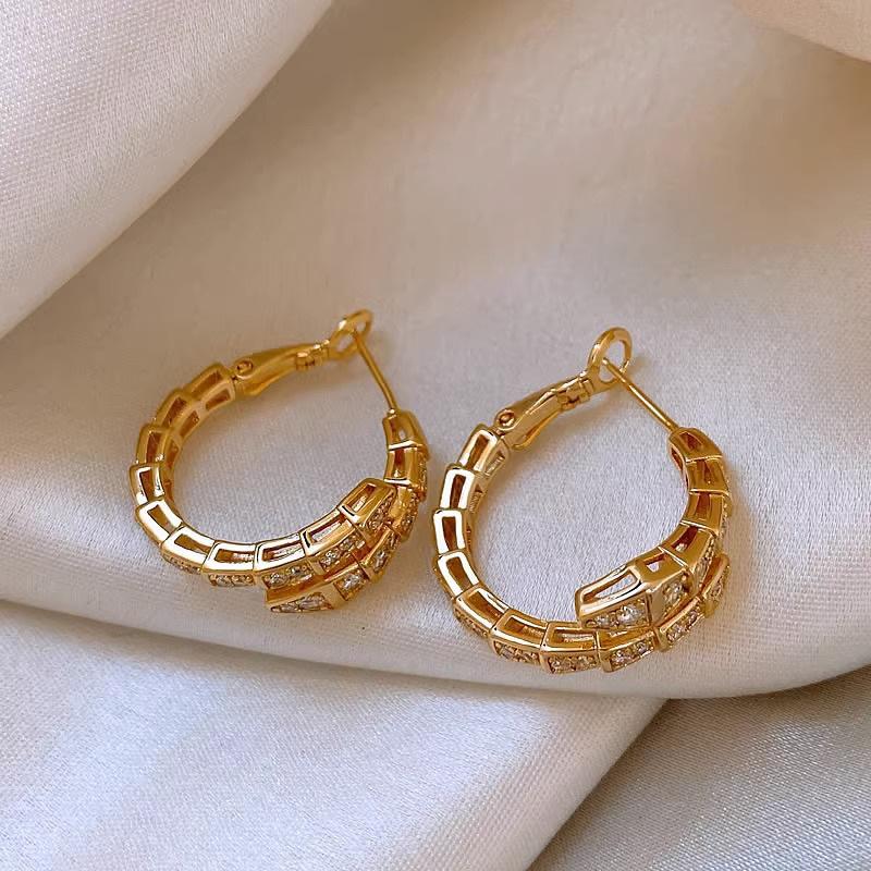 Pendientes de Zirconia con Forma de Serpiente - Diseño Único, Estilo de Alta Gama, Aspecto Lujoso, Pendientes de Moda.