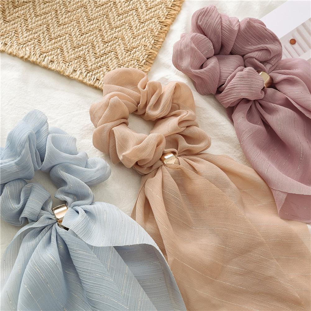 Fashion merchandise Chiffon Bow Long Ribbon Scrunchie Hair Ties Girl