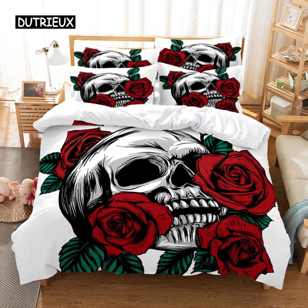 Povlečení červená růže Povlak na přikrývku/přikrývku Pouzdro na polštář 3D HD Double Full King Queen Twin Single 3/2KS Polyester Povlak na přikrývku
