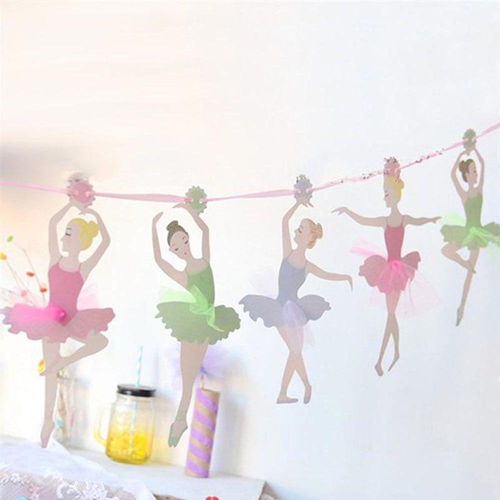 Supplies Paper Bunting Ballet Girl Flags Banner Ballerina Paper Flags Birthday Party Decoration