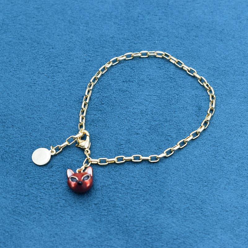 

Французская эмалевая подвеска-ожерелье-браслет с лисой и белкой