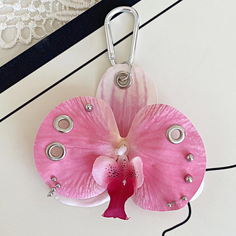 Women Girls Simulation Flowers Personality Artificial Butterfly Orchid Gift Alloy Fashion Accessories Pendant Ornament 5 Colors