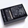 Men's Formal Tie Gift Box: Five-Piece Set with Logo, 8cm Striped Black for Weddings and Business 