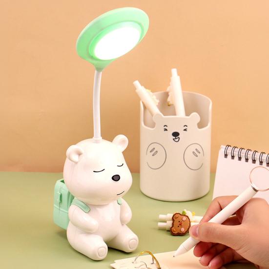 Cartoon Backpack Bear Desk Lamp USB Rechargeable Flexible Gooseneck Table Reading Light Home Office Bedroom Bedside Night Light