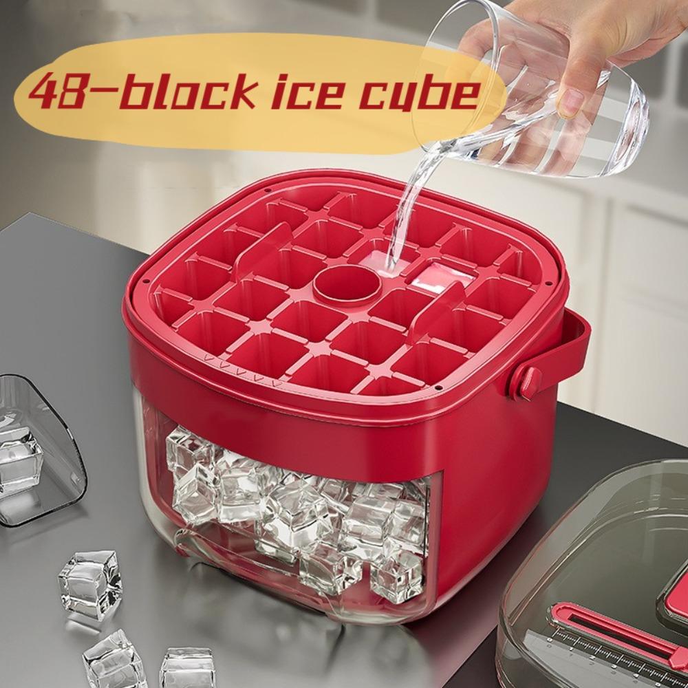 Square Ice Cube Machine Easy-press Lid Ice Cube Tray DIY Ice Cube Mold  Coffee