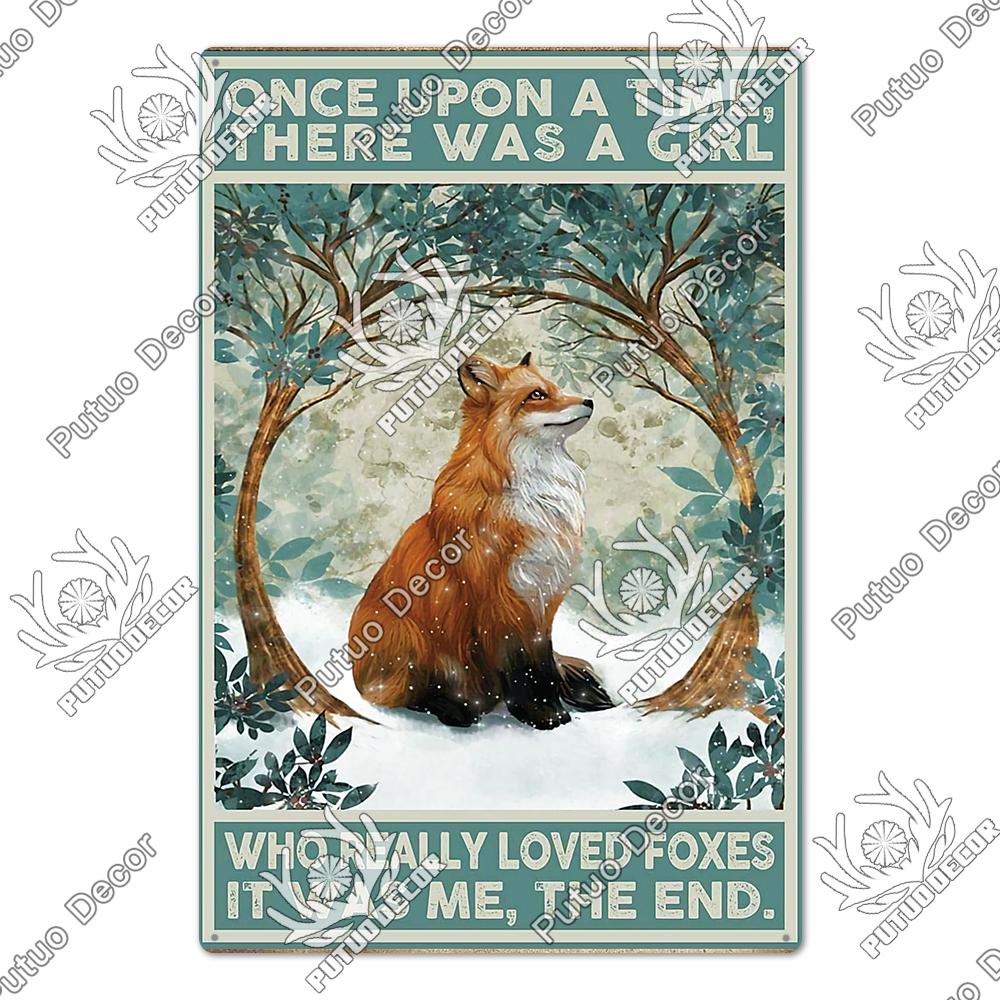 Putuo Decor Funny Cat Tin Sign Girls Flowers Vintage Plaque Metal Sign Retro Skeleton for Garden Farm Home Decoration Wall Decor