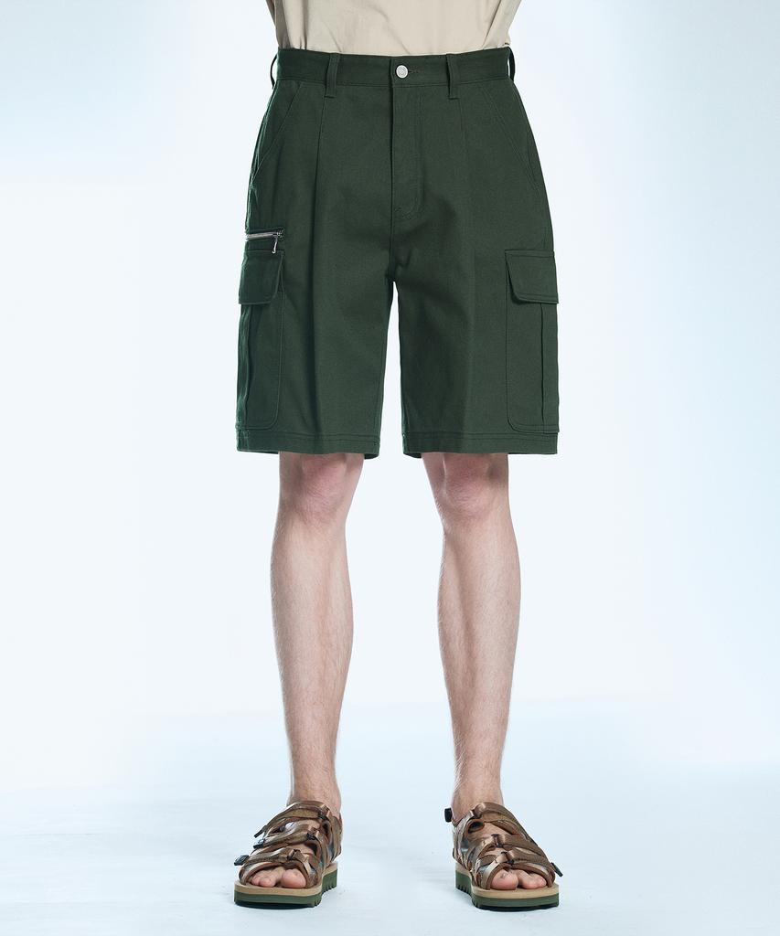 Sekeonmonollogeu Multi-Pocket Cotton Cargo Shorts Khaki Sept002Khaki