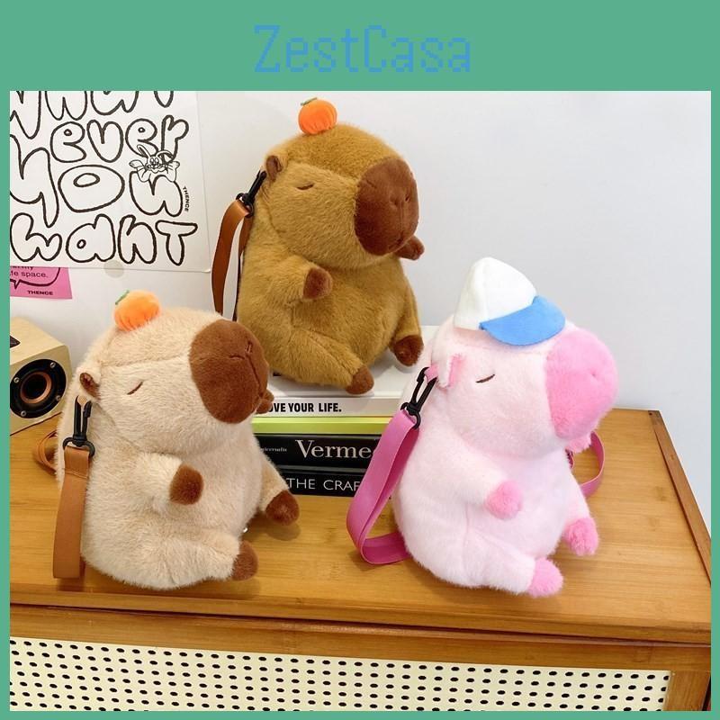 Cute Capybara Plush Backpack With Hat And Orange On The Head Design Daily For