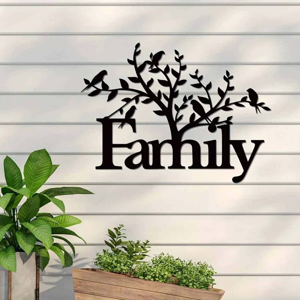 Metal Family Tree Wall Art, Rustic Home Decor Sign, Farmhouse Housewarming Gift, Modern Decorative Plaque for Living Room