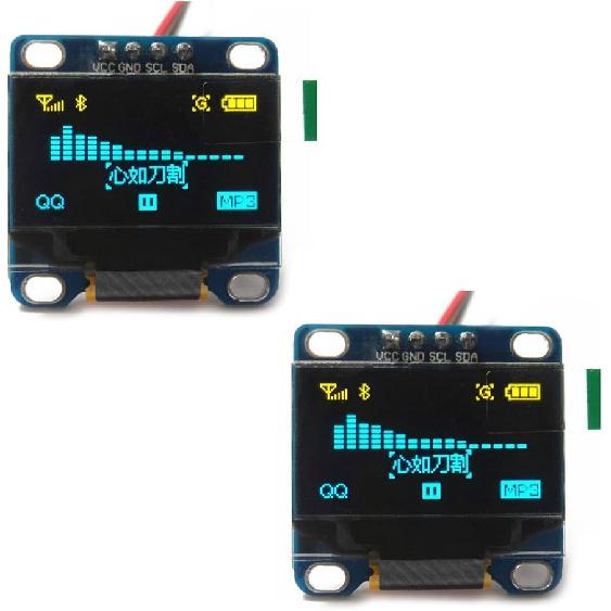 0.96 Inch Blue Yellow OLED Display Module I2C Serial 128x64 SSD1306 IIC Screen Board for Arduino Raspberry Pi 51 Msp420 STIM32 SCR Micro:bit (Pack of