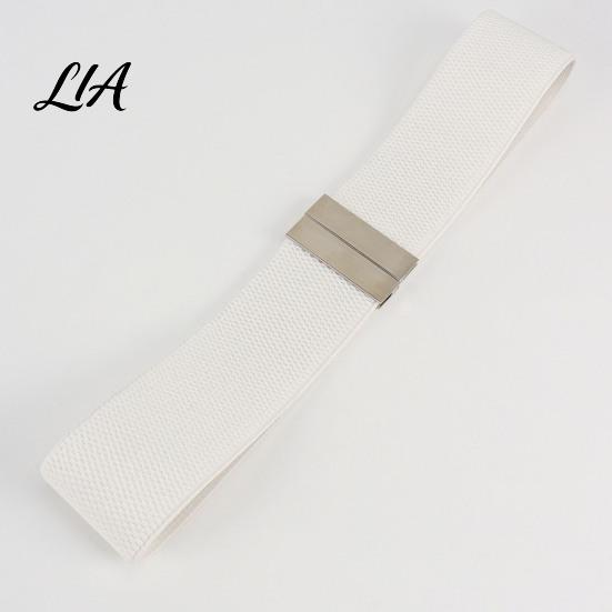 Comfortable Stretch Belt Wide Elastic Waist Belt, Adjustable Stretchy with Metal Stylish Modifier Square Buckle, Slimming Waistband for Dresses