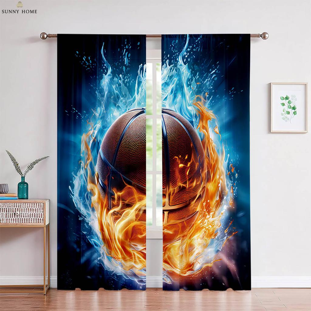Flame Skull 3D Printed Curtains Cool Black Curtains Living Room Kitchen Bedroom Decorative Curtains Easy To Wash And Care 2 Pcs