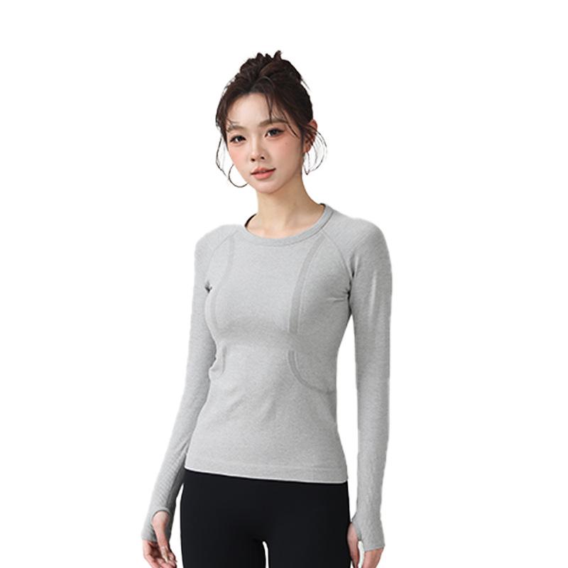 Women's Yoga Slim Fit Quick Dry Long Sleeve T-Shirt - Comfortable Round Neck Fitness & Pilates Wear
