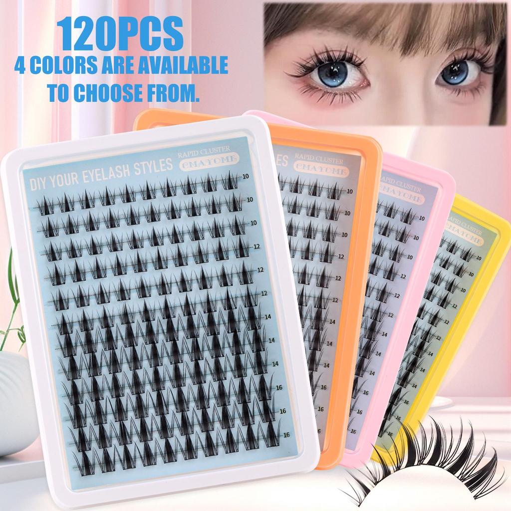 Natural C Curl Individual False Eyelashes: 120 Clusters, 10-16mm, DIY Dense Segmented Lashes