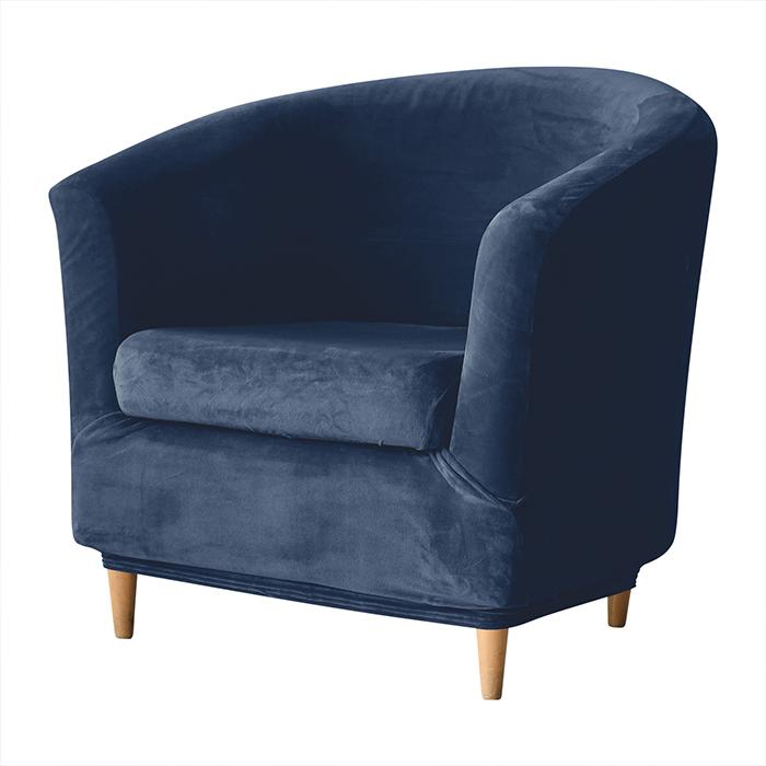 Club Armchair Cover, Velvet, Navy Blue