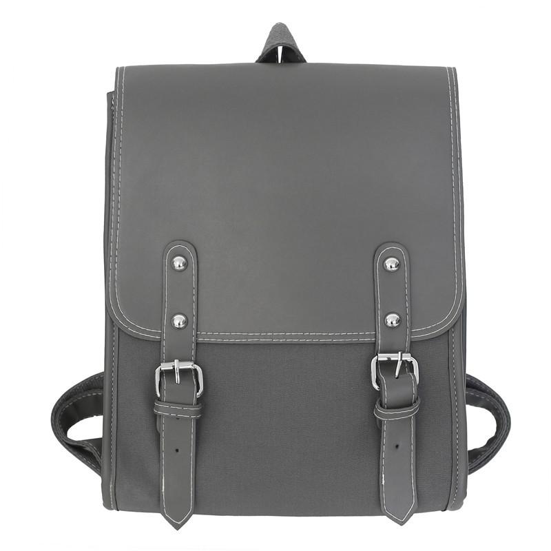 Solid color locomotive lock computer daily business backpack Korean version casual shoulder backpack серый
