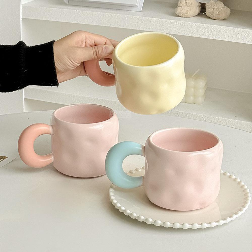 Cute High value Mug with Lid for Girls Office Coffee Cup Contrast Couple Cup