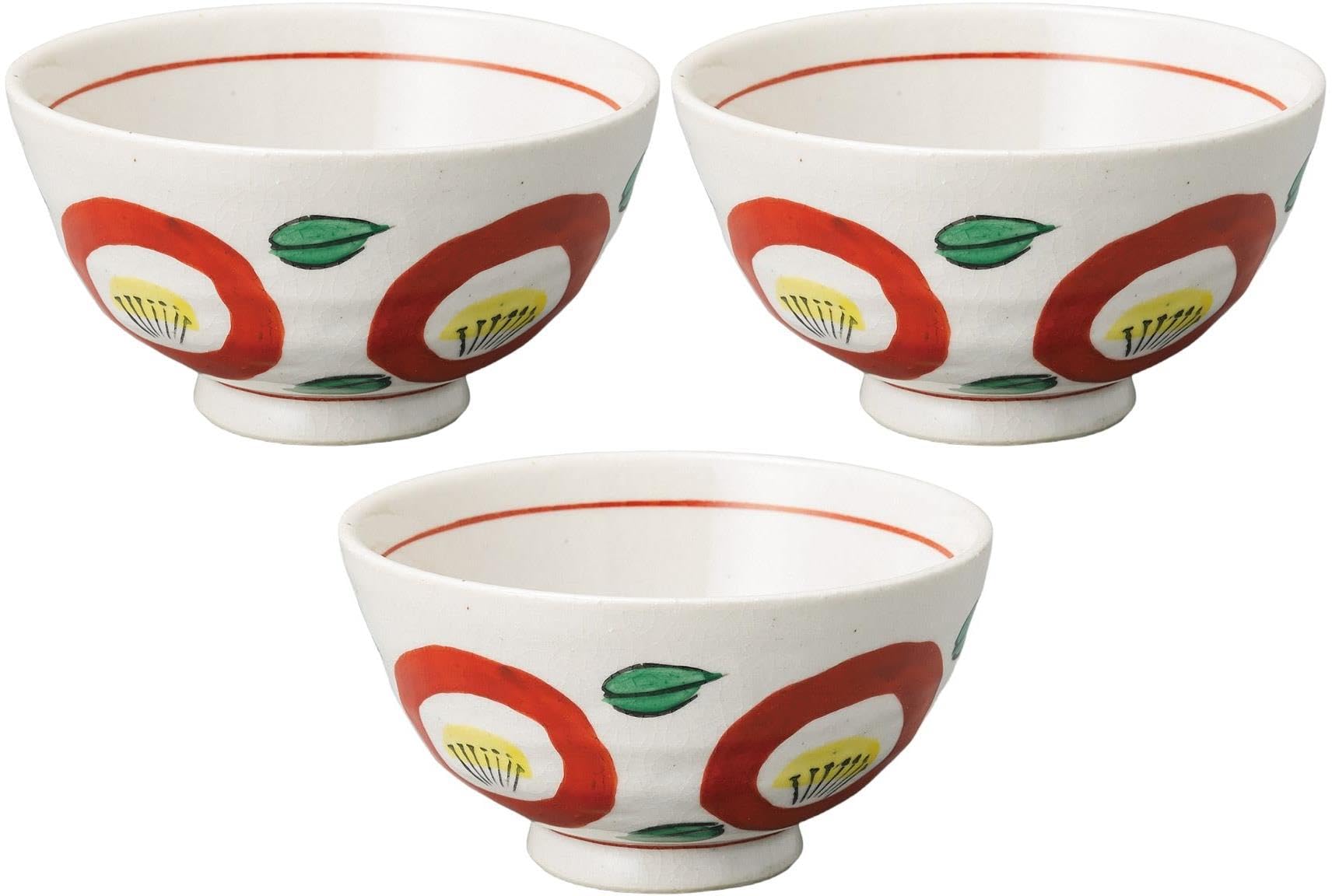 

Set of 3 camellia rice bowls Rice bowls hand-painted [11×5.8cm]