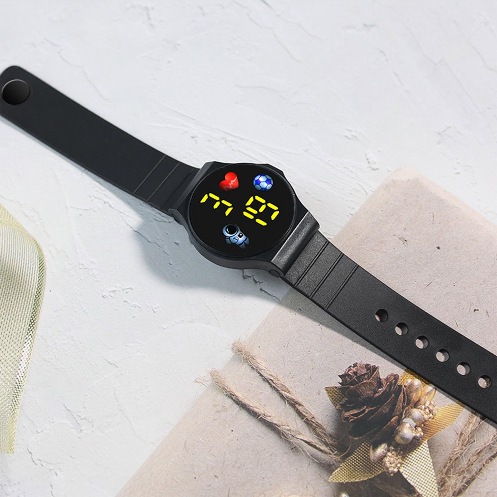 

Детские часы, подходящие для студенческих уличных электронных часов, экран часов, время отображения месяца One Size чёрный