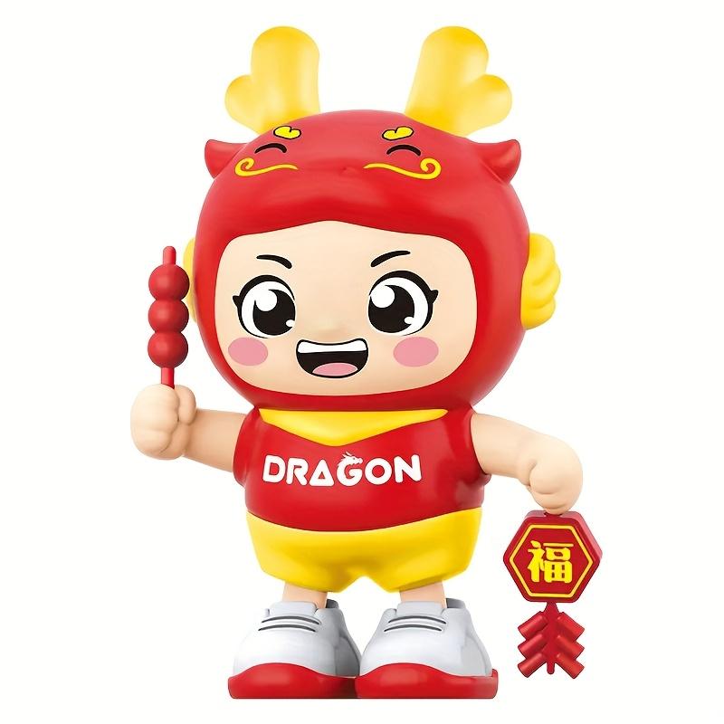 Анимированная игрушка-дракон со светом и музыкой, талисман китайского зодиака, украшение для фестиваля, реквизит для детской вечеринки, красный/синий