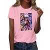 Women's  Group 2D Printed Round Neck Short Sleeve Top